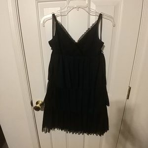 Girls size 14 bcx black ruffled spaghetti strap dr